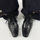 Dark Punk Style Lace-up Leather Shoes