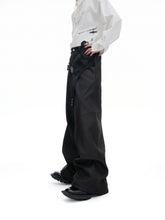 【25s Aug.】Structured Croc-Patch Wide-Leg Trousers