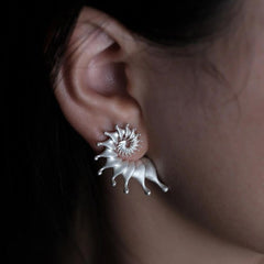 Fashionable Silver Conch Earrings