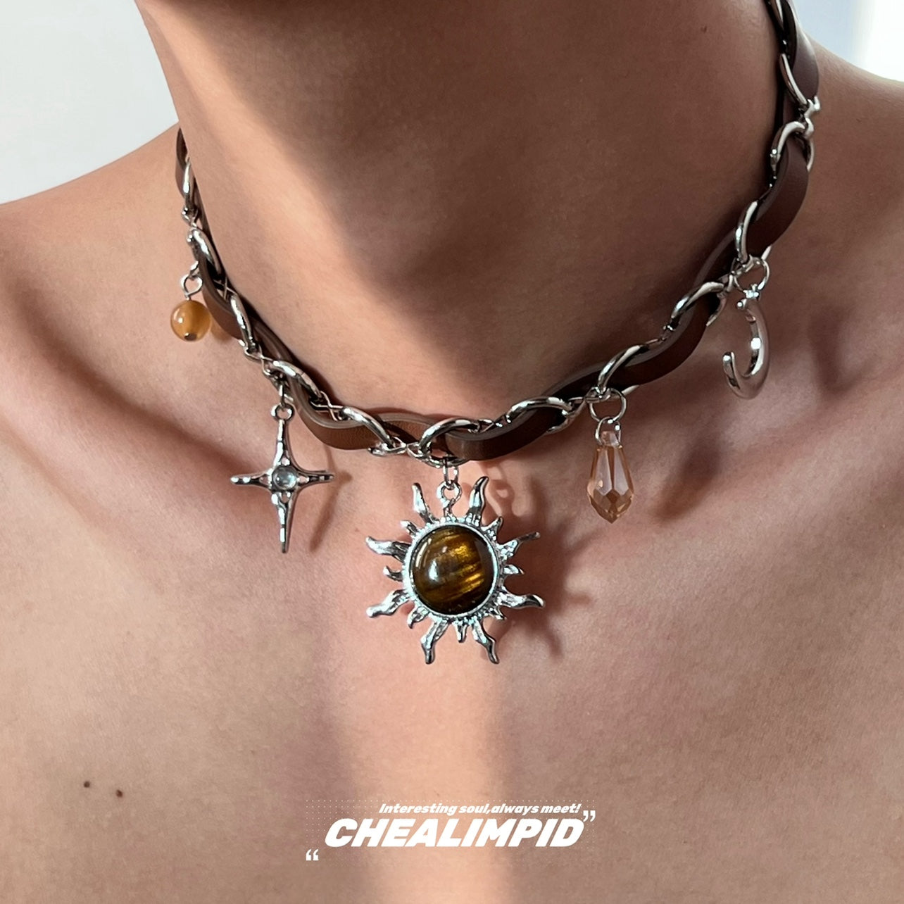 Maillard Brown Blazing Sun Star Necklace ArtsKoreanMan