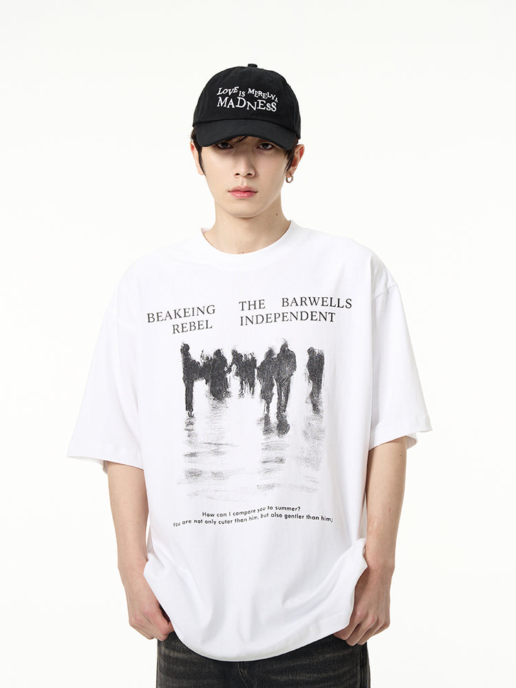 【24s April.】American High Street Retro Reflection T-shirt ArtsKoreanMan