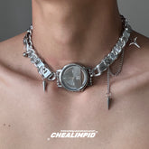 Time Dial Metal Leather Necklace ArtsKoreanMan