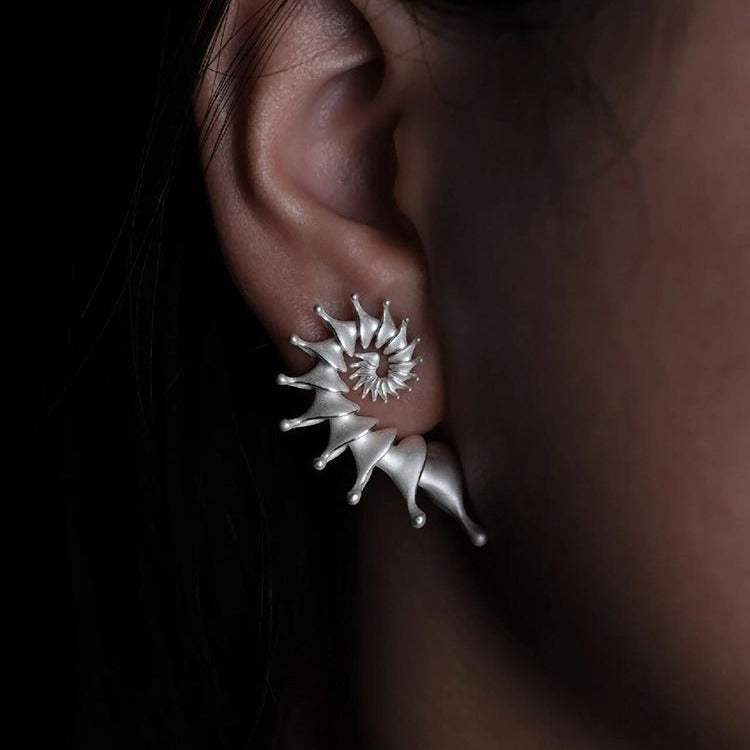 Fashionable Silver Conch Earrings