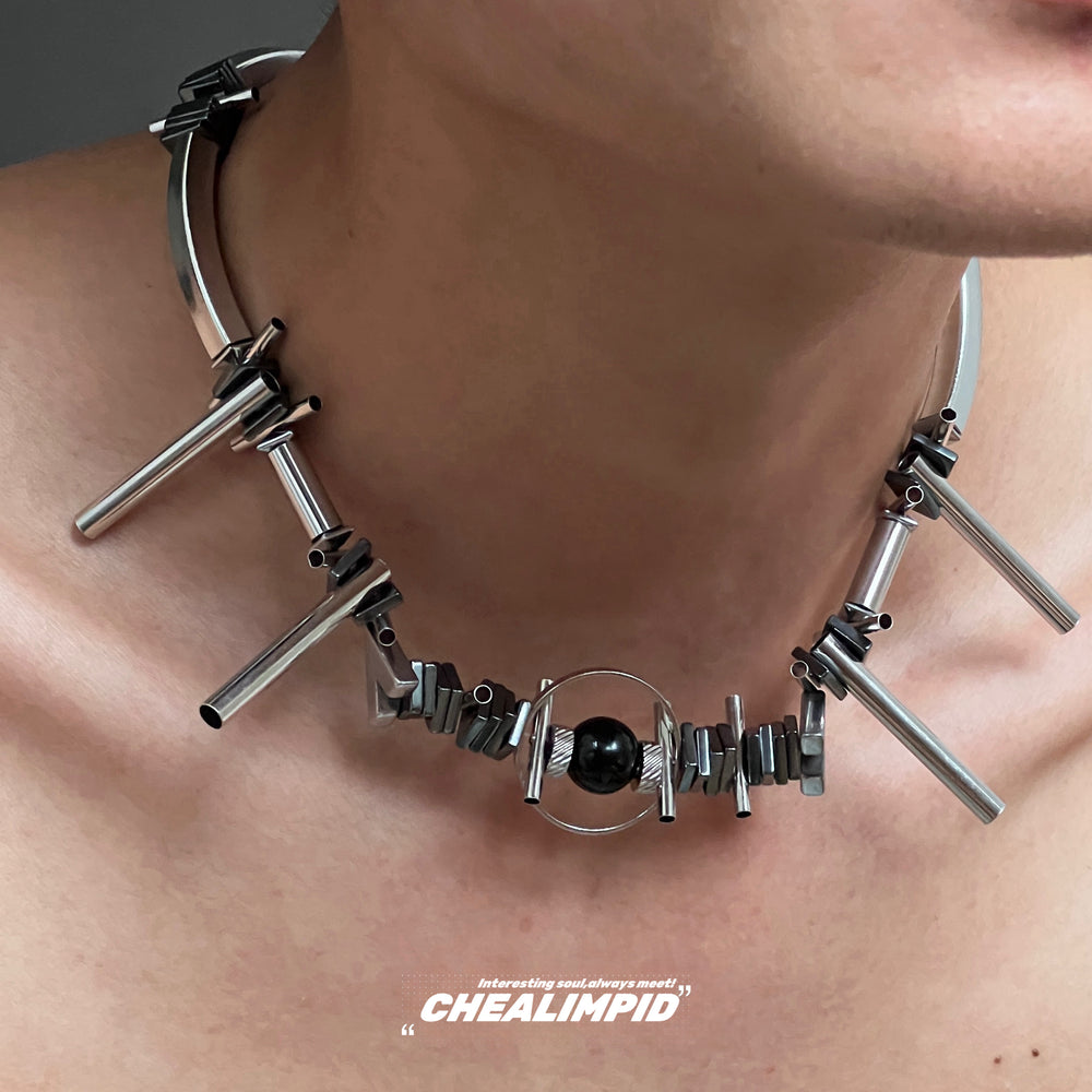 Mechanic Metal Irregular Necklace ArtsKoreanMan