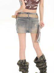 【24s April.】Washed Ripped Rivets Denim Skirt ArtsKoreanMan