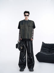 【24s Aug.】American Retro Denim Patchwork T-shirt ArtsKoreanMan