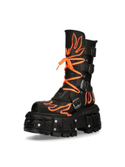 Retro Punk Fluorescent Flame Platform Boots ArtsKoreanMan