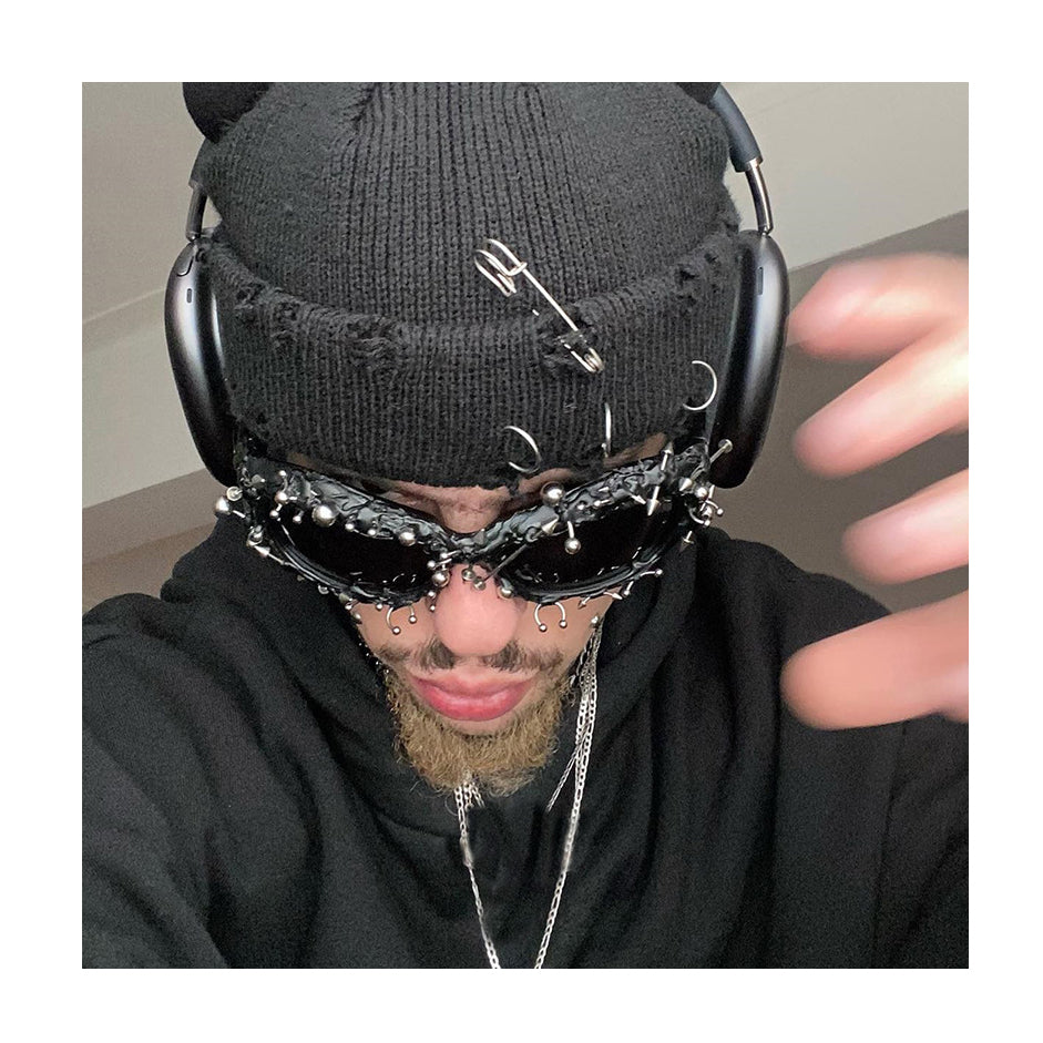 Punk Rivet Metal Color Frame Sunglasses