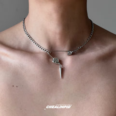 Safety Pin Rivet Clavicle Necklace