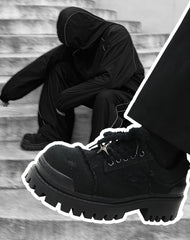 Four-pointed Star Hand-destroyed Denim Platform Derby Shoes ArtsKoreanMan