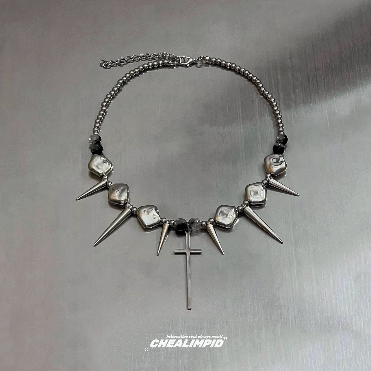 Cross Stud Punk Necklace ArtsKoreanMan