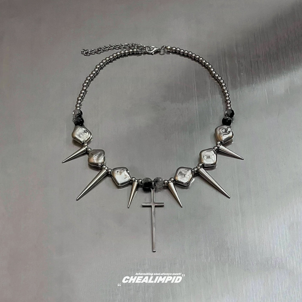 Cross Stud Punk Necklace ArtsKoreanMan