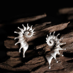 Fashionable Silver Conch Earrings