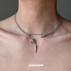 Safety Pin Rivet Clavicle Necklace