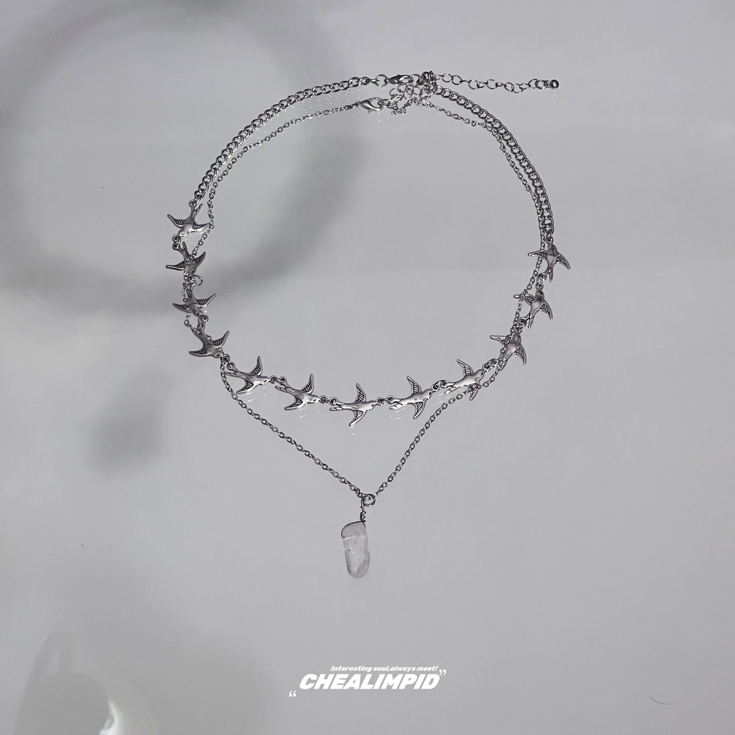 Flying Birds and Stone Double Layer Necklace