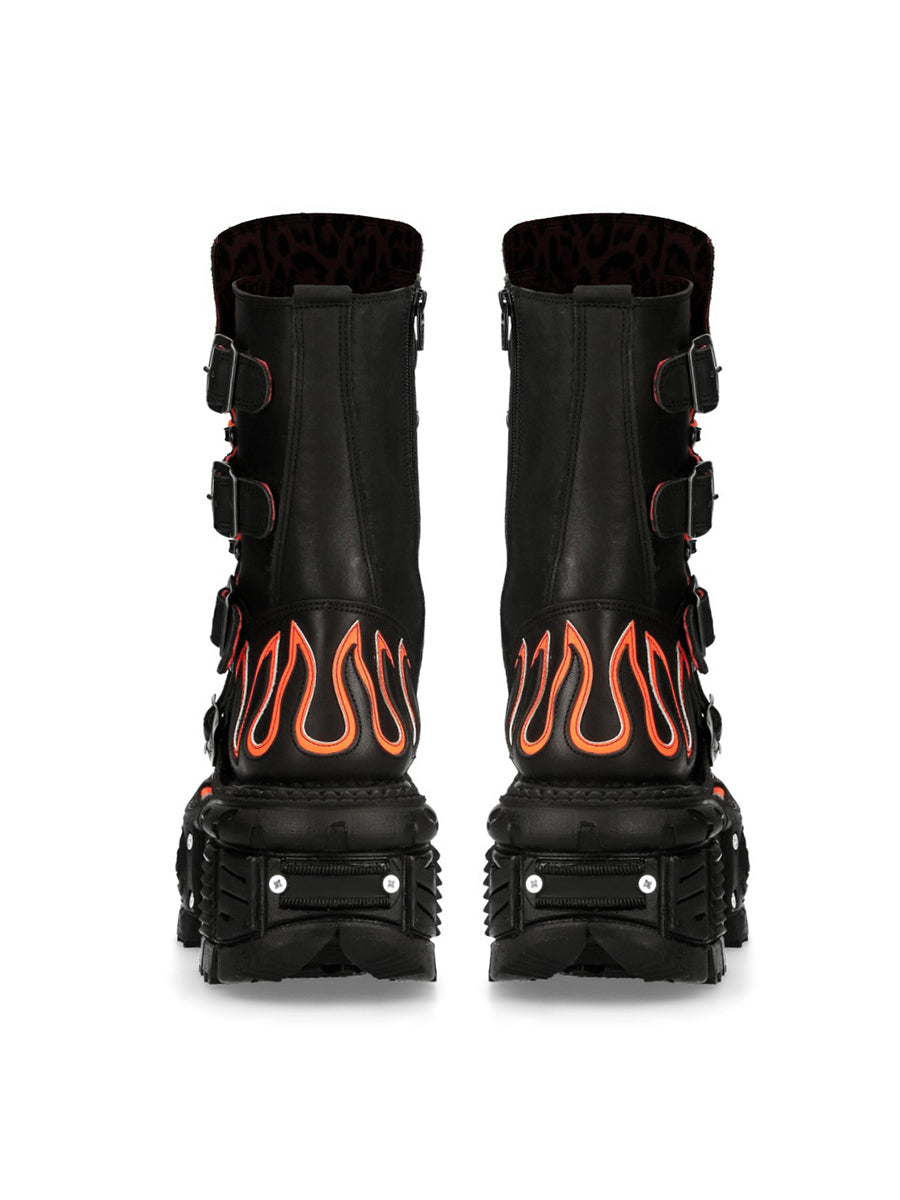 Retro Punk Fluorescent Flame Platform Boots ArtsKoreanMan