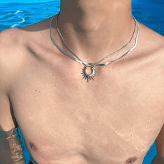 Sun God Double Layer Titanium Steel Necklace ArtsKoreanMan