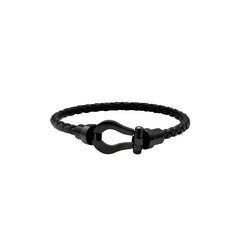 Leather Braided Horseshoe Clasp Bracelet
