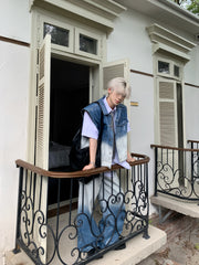 【25s May.】Gradient Shiny Sleeveless Denim Jacket Vest / Jeans