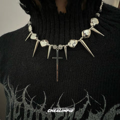 Cross Stud Punk Necklace ArtsKoreanMan