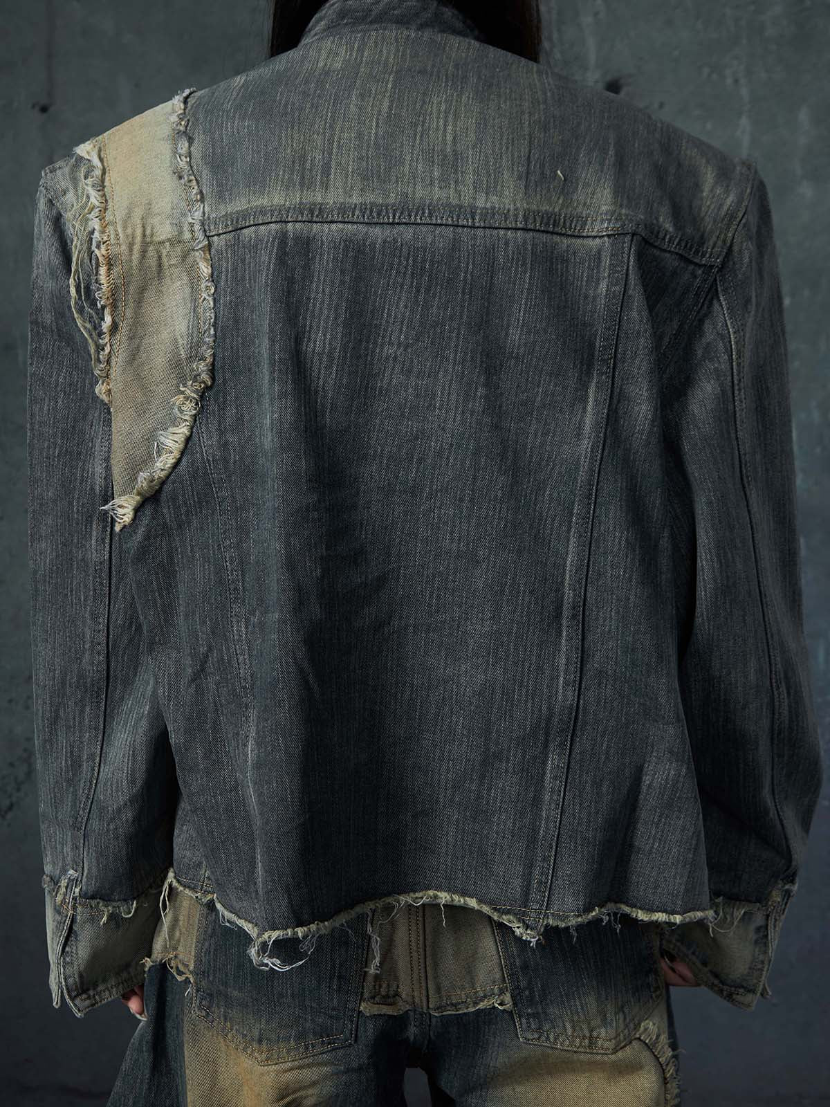 【25s Feb.】Wasteland Style Patchwork Raw Edge Denim Jacket/Pants