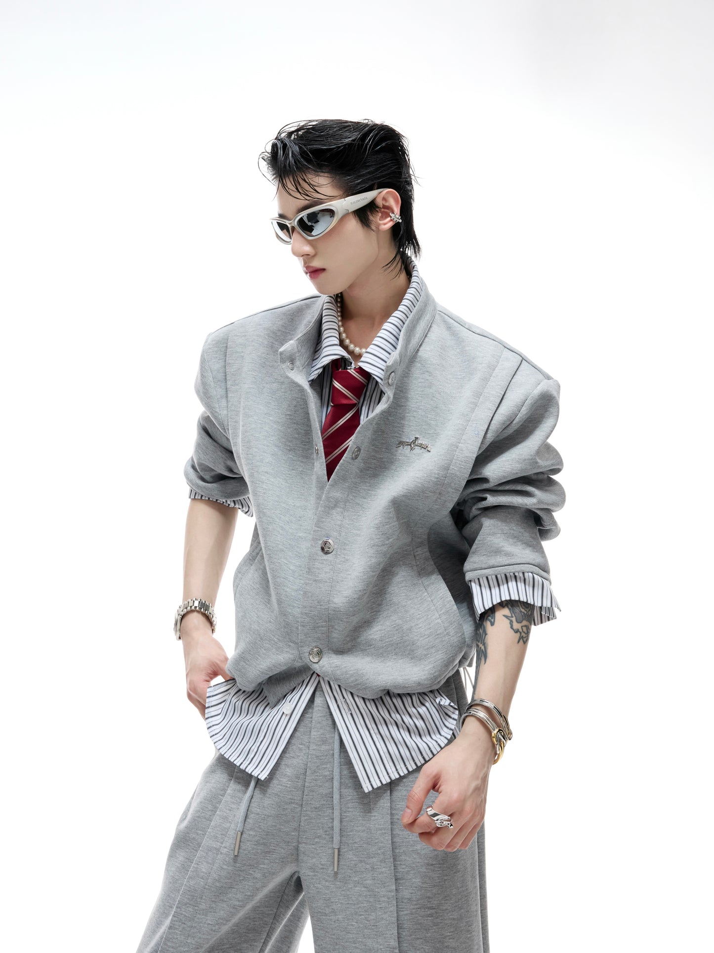 【25s Aug.】Fake Two-piece Shirt And Cardigan Hoodie Set