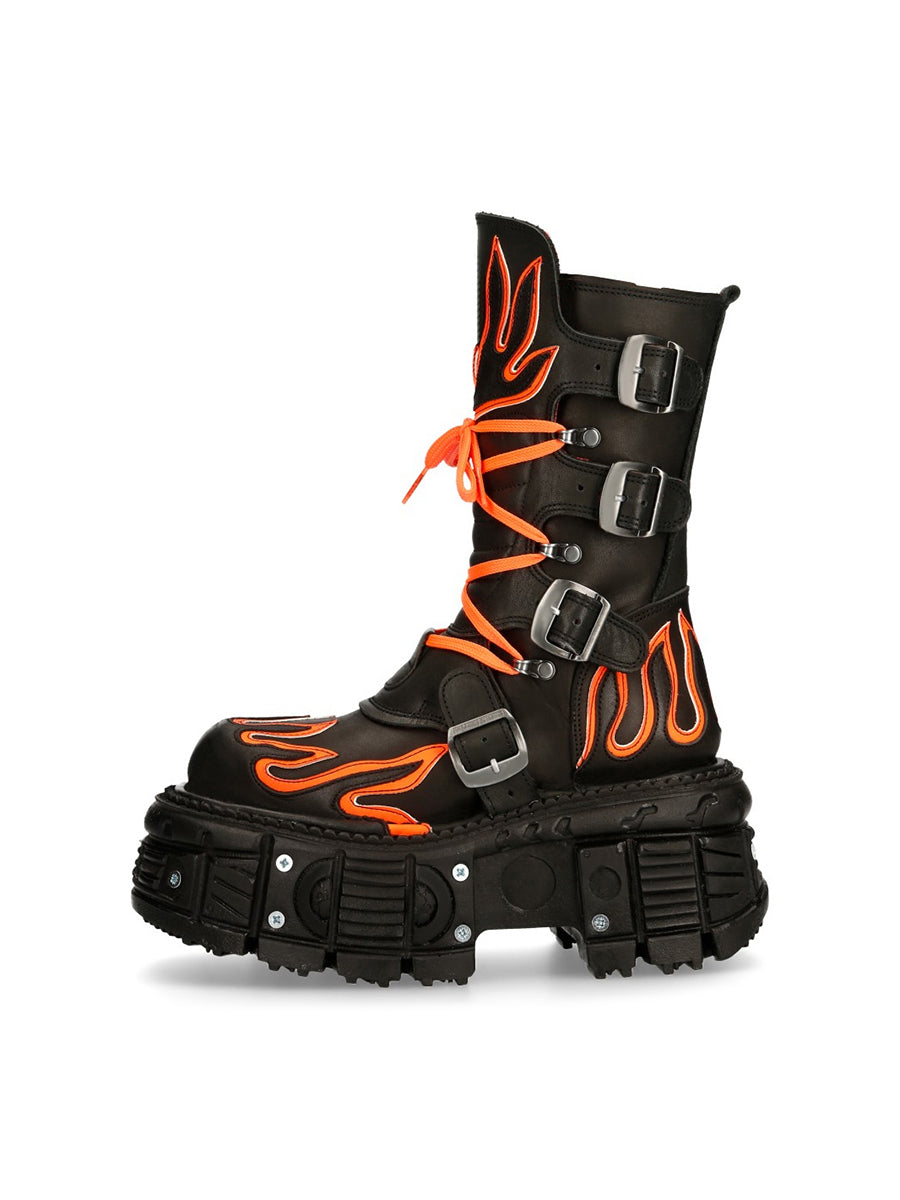 Retro Punk Fluorescent Flame Platform Boots ArtsKoreanMan