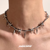 Thorn Wrap Punk Metal Rivet Necklace