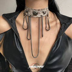 Medusa Snake Chain Leather Choker