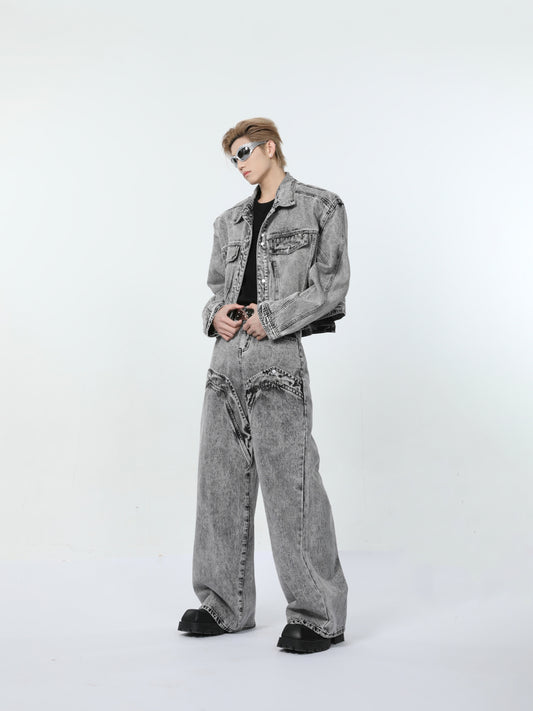 【24s March.】Retro Distressed Simple Denim Suit ArtsKoreanMan
