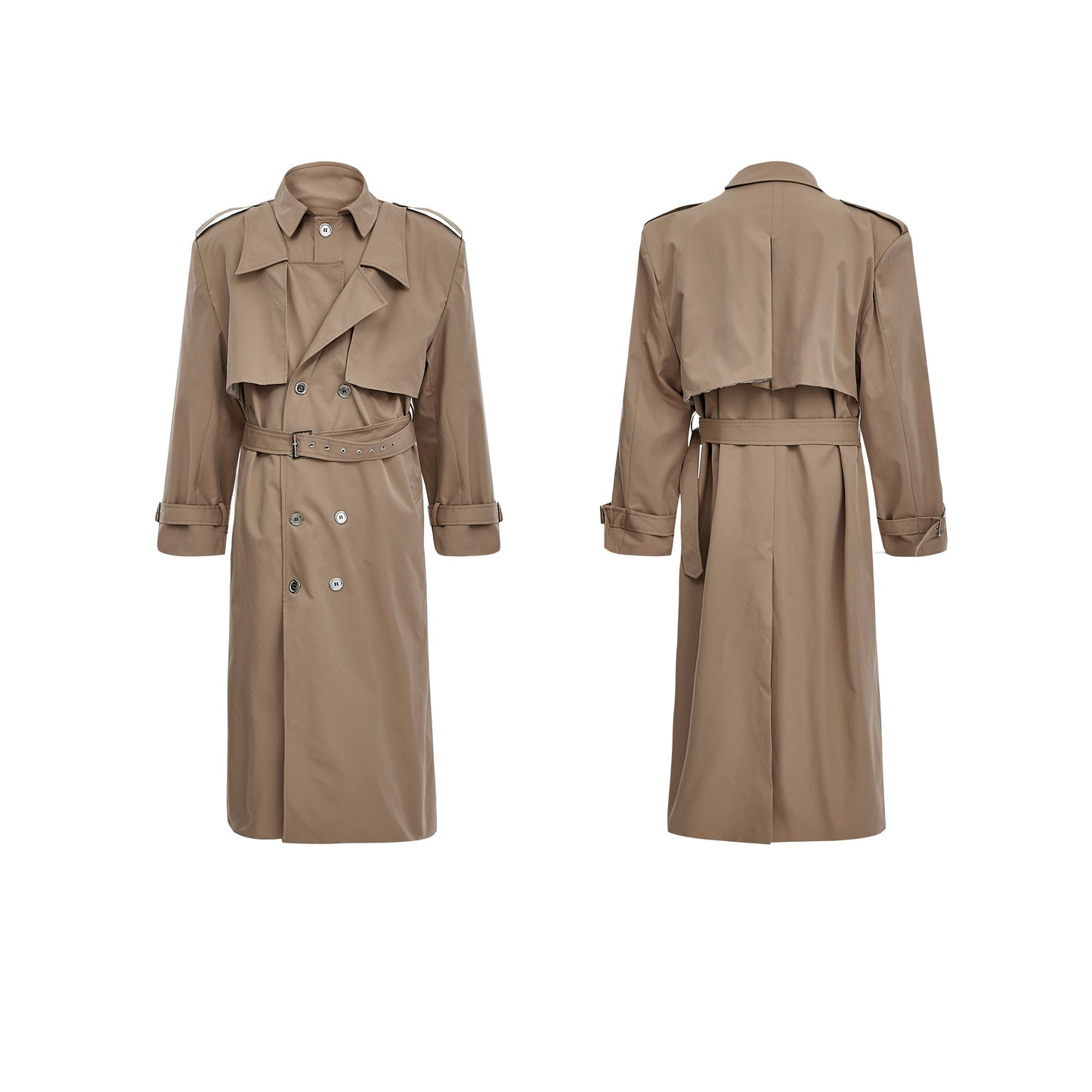 【24s Oct.】Deconstructed Fake Two-piece Padded Shoulder Trench Coat ArtsKoreanMan