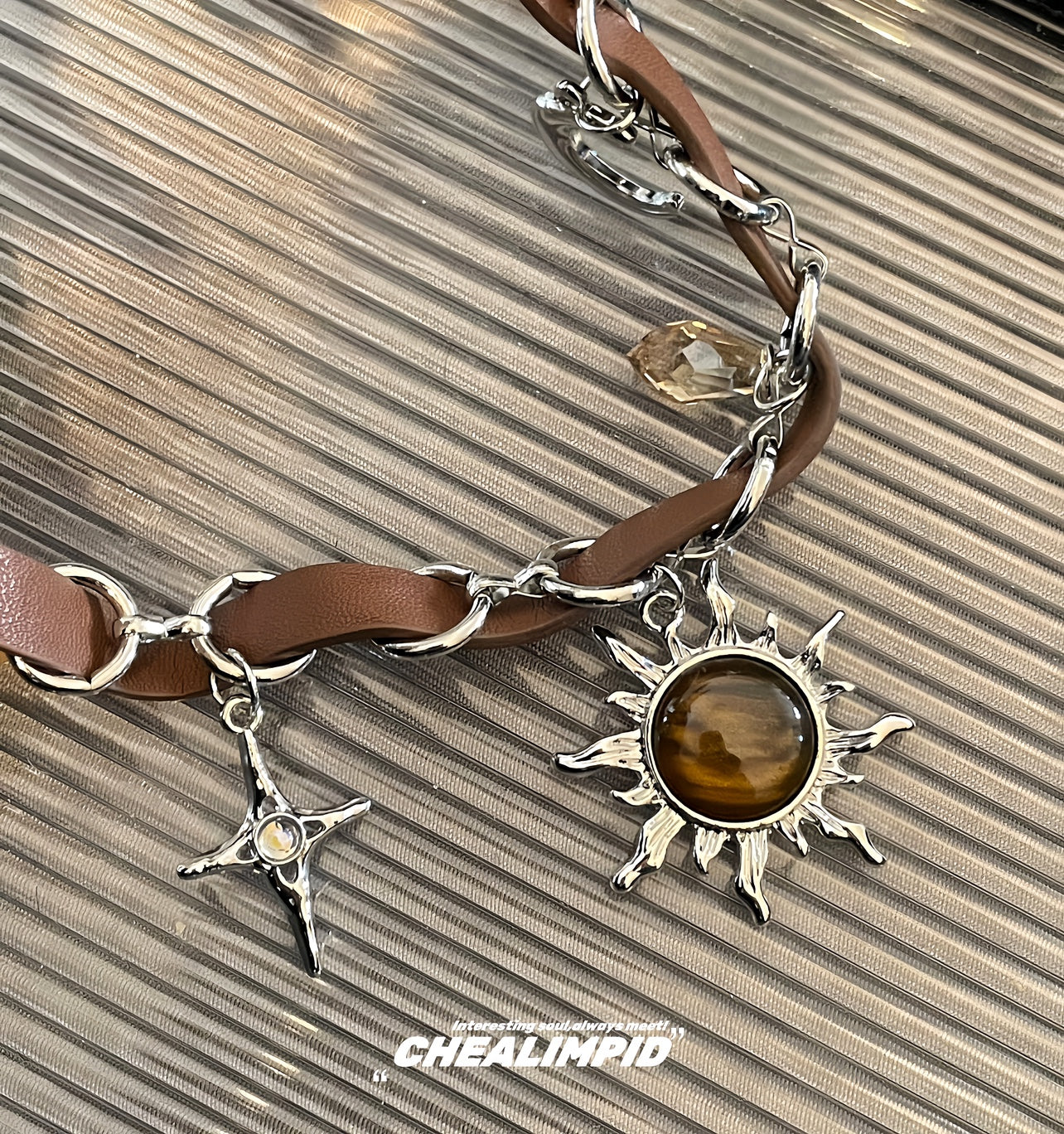 Maillard Brown Blazing Sun Star Necklace ArtsKoreanMan