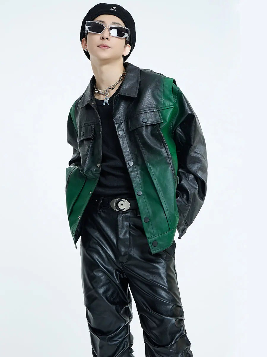 【23s September.】Dyed PU Punk Jacket+ Leather Pants ArtsKoreanMan