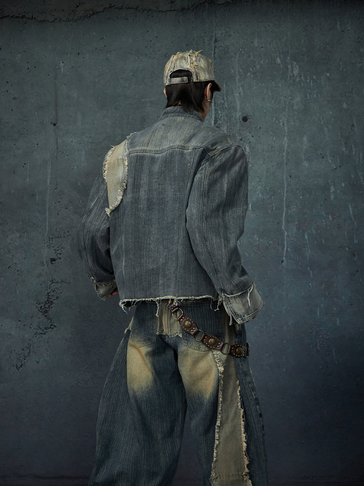 【25s Feb.】Wasteland Style Patchwork Raw Edge Denim Jacket/Pants