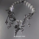 Cross Tassel Pearl Snake Necklace