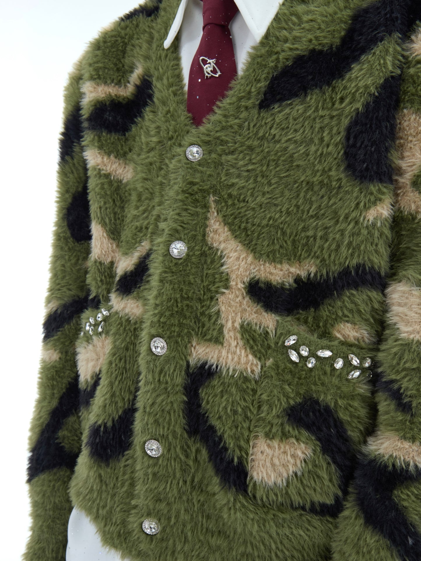 【24s Dec.】Faux Mink Diamond Camouflage Cardigan Sweater ArtsKoreanMan