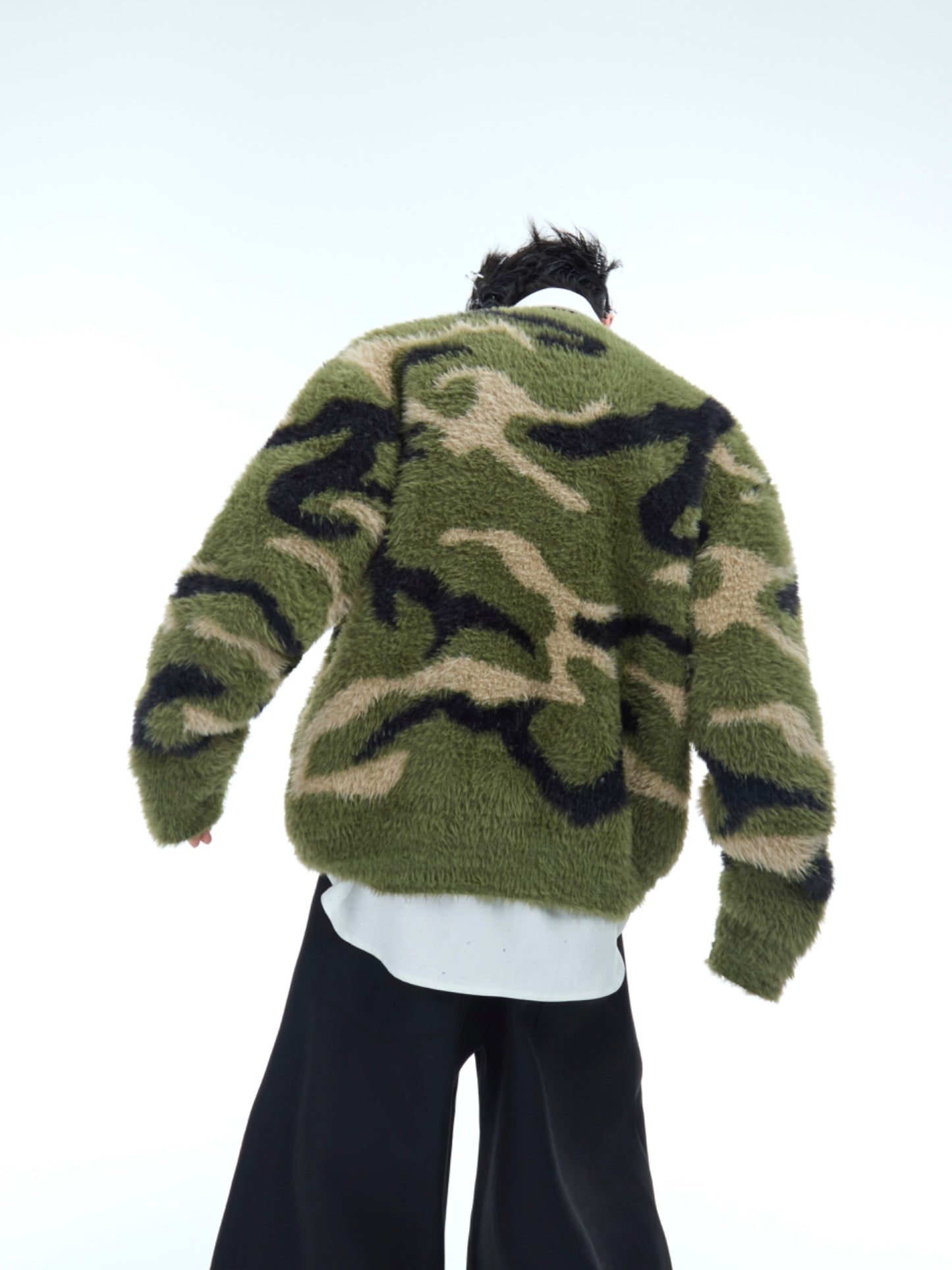 【24s Dec.】Faux Mink Diamond Camouflage Cardigan Sweater ArtsKoreanMan