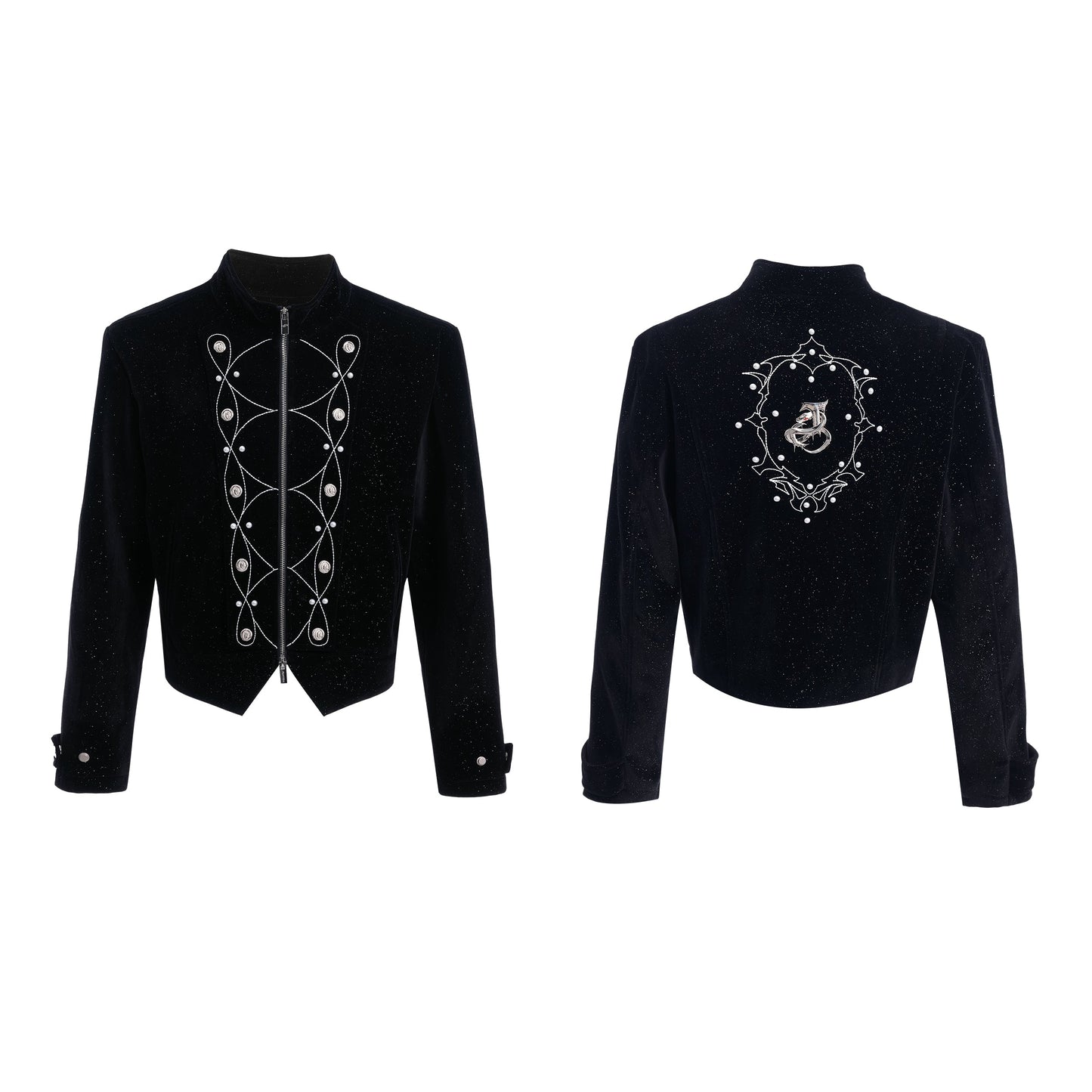 【25s Apr.】Glittery Metal Buttons Stand Collar Jacket