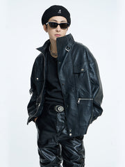 【23s September.】Loose Casual Retro PU Leather Jacket+ Leather Pants-M/L ArtsKoreanMan