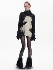 【26s Jan.】Delicate Sequined White Horse Print Top