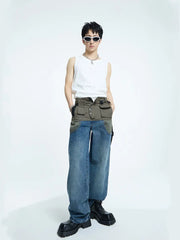 【23s September.】Vintage Multi-Pocket Panel Denim Cargo Pants ArtsKoreanMan