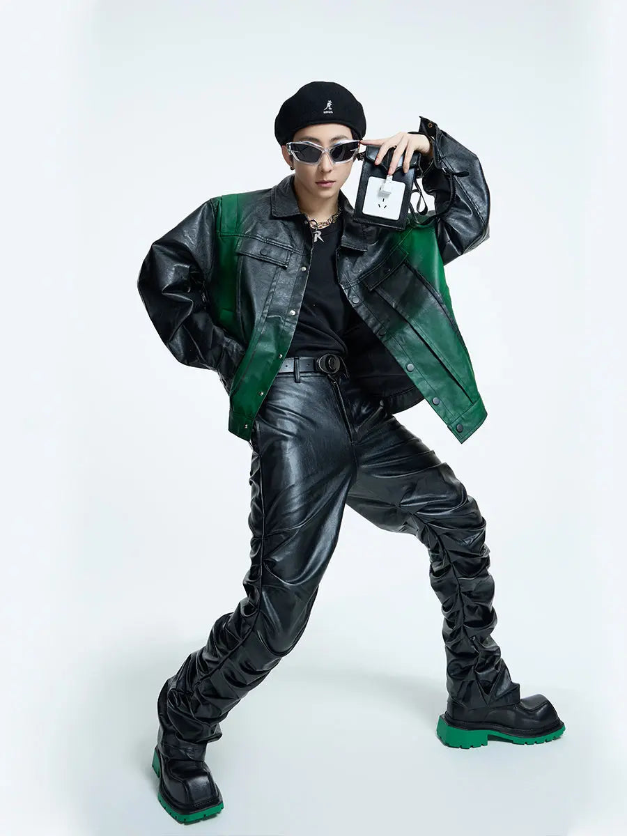 【23s September.】Dyed PU Punk Jacket+ Leather Pants ArtsKoreanMan