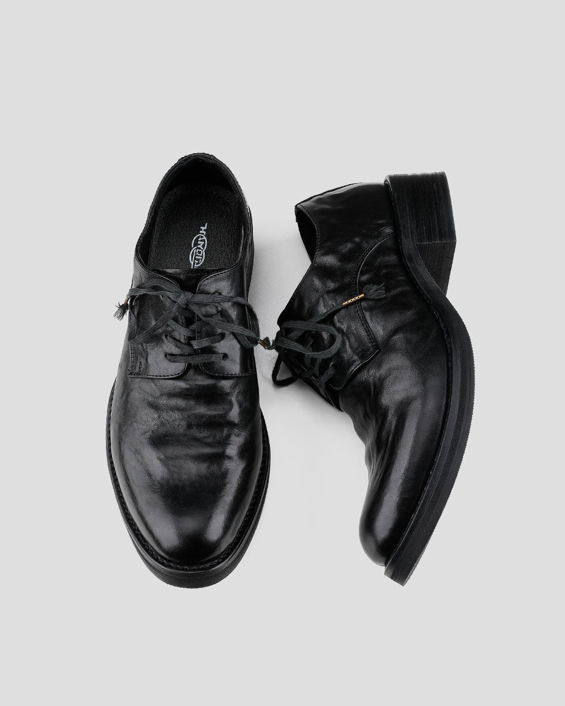 Wrinkled Top-grain Cowhide Pointed-toe Leather Shoes