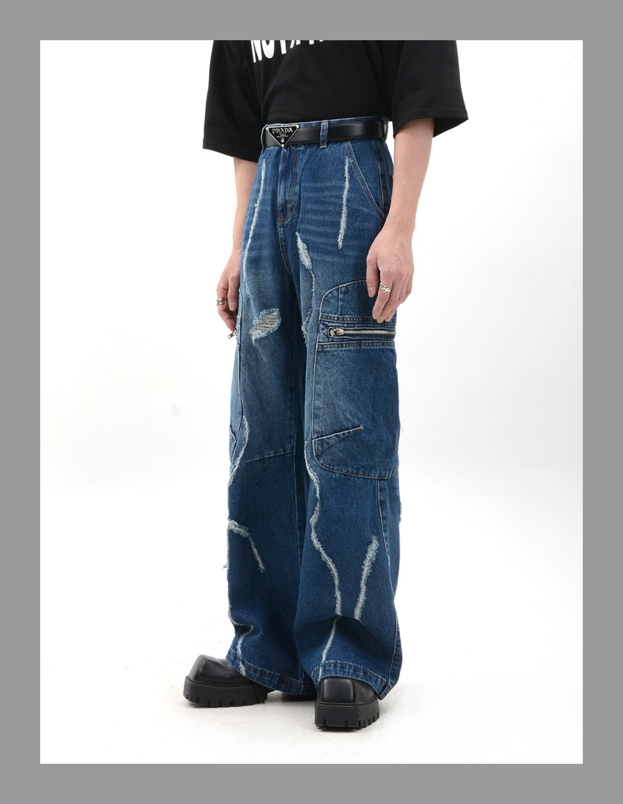 【25s Feb.】Distressed Wide-leg Straight-leg Loose Jeans