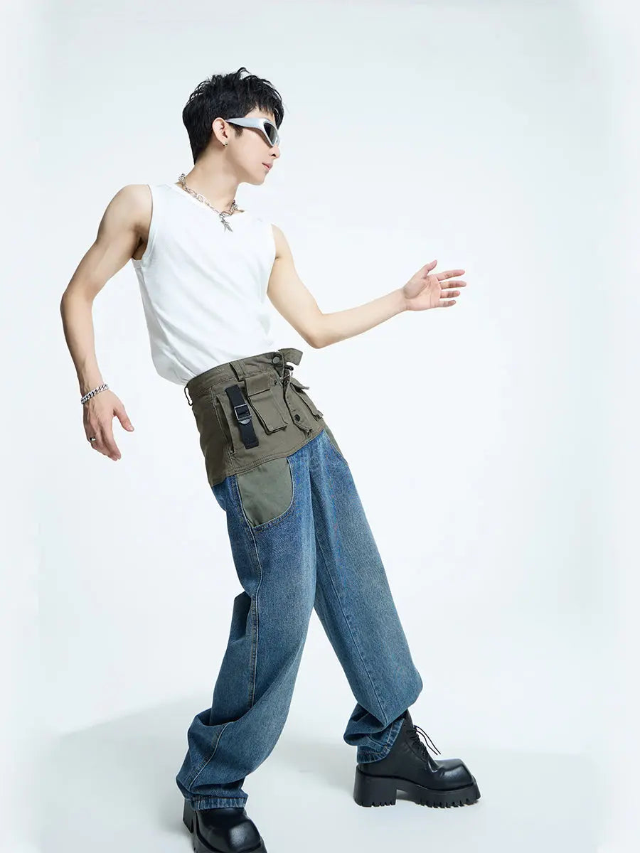 【23s September.】Vintage Multi-Pocket Panel Denim Cargo Pants ArtsKoreanMan