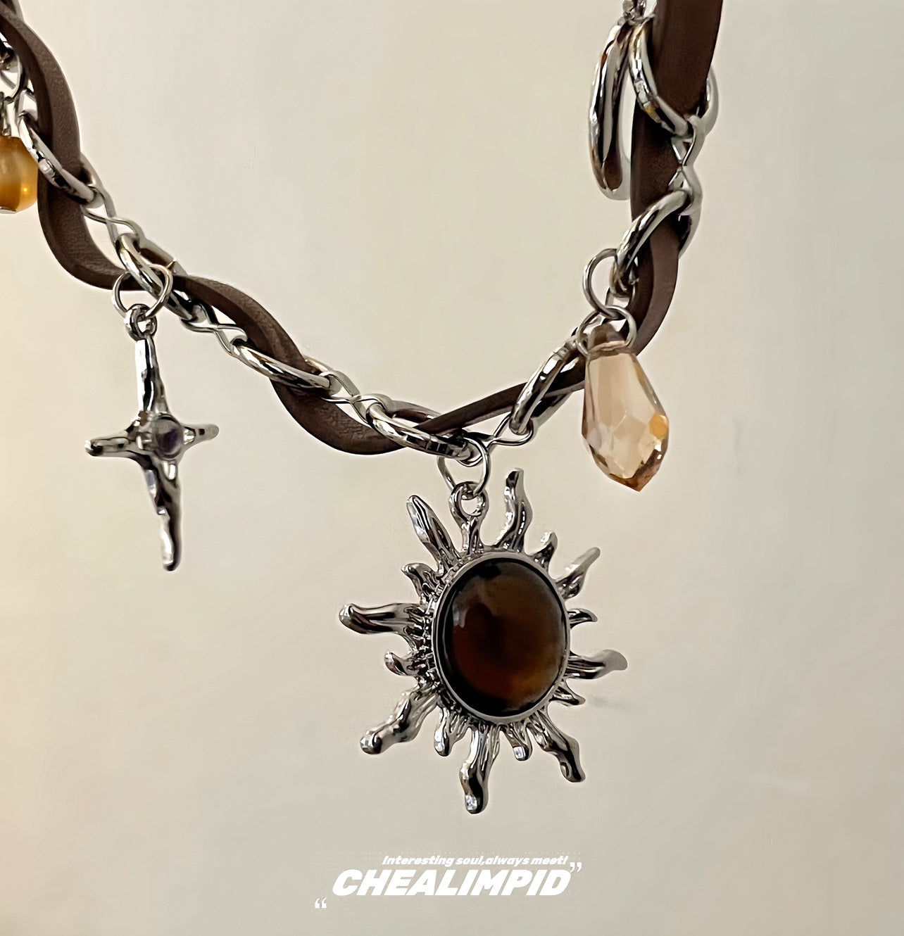Maillard Brown Blazing Sun Star Necklace ArtsKoreanMan