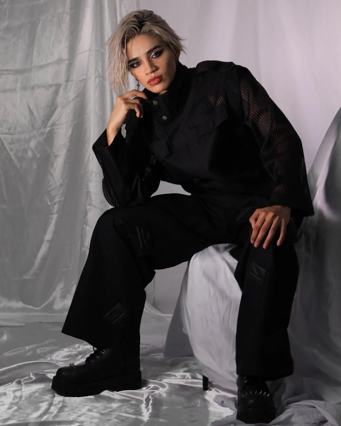 【23s August.】Label Graphic Drape Suit Pants ArtsKoreanMan