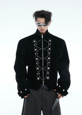 【25s Nov.】Glittery Metal Buttons Stand Collar Jacket