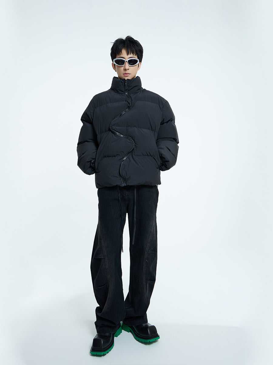【23s September.】Irregular Zipper Design Padded Jacket -L ArtsKoreanMan