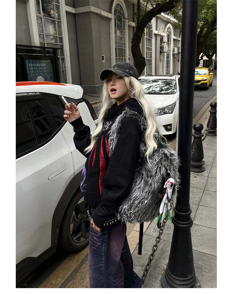 Plush Tassel Versatile Colorful Backpack